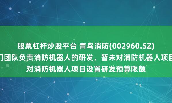 股票杠杆炒股平台 青鸟消防(002960.SZ)：目前公司已有专门团队负责消防机器人的研发，暂未对消防机器人项目设置研发预算限额