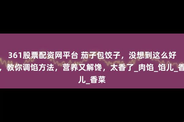 361股票配资网平台 茄子包饺子，没想到这么好吃，教你调馅方法，营养又解馋，太香了_肉馅_馅儿_香菜